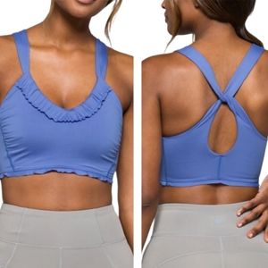 FP Movement Down The Line Sports Bra in Forget Me Not Ruffled Blue